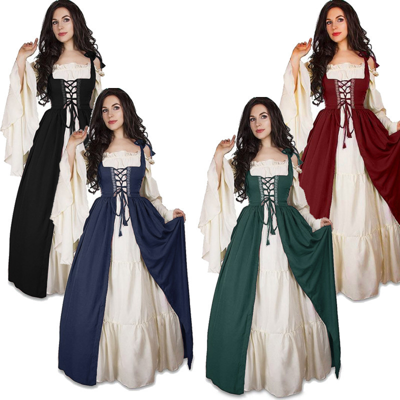Ethnic Fashion Clothing - Renaissance Medieval Dress Belted Waist Stage