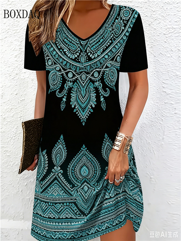 Vintage Ethnic 3D Printed Dres - огляд і ціна Ethnic Fashion Clothing